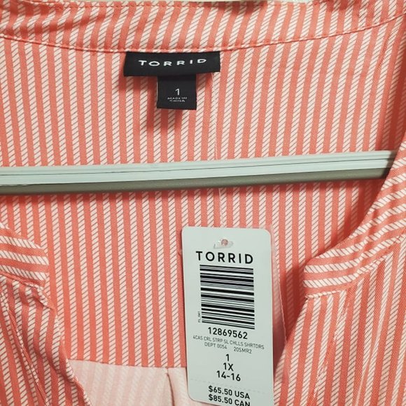 Torrid button front striped dress coral NWT - Picture 3 of 3